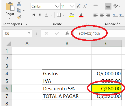 anidación de formulas en Excel