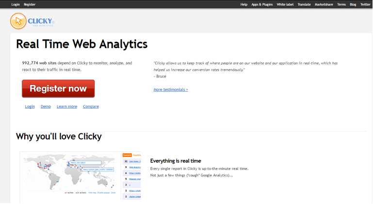 imagen de clicky sitio para análisis web