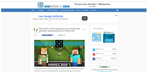 Imagen muestra ejemplo de blog