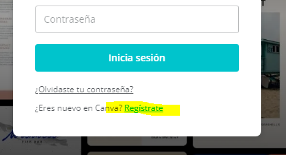 Registrarse en canva